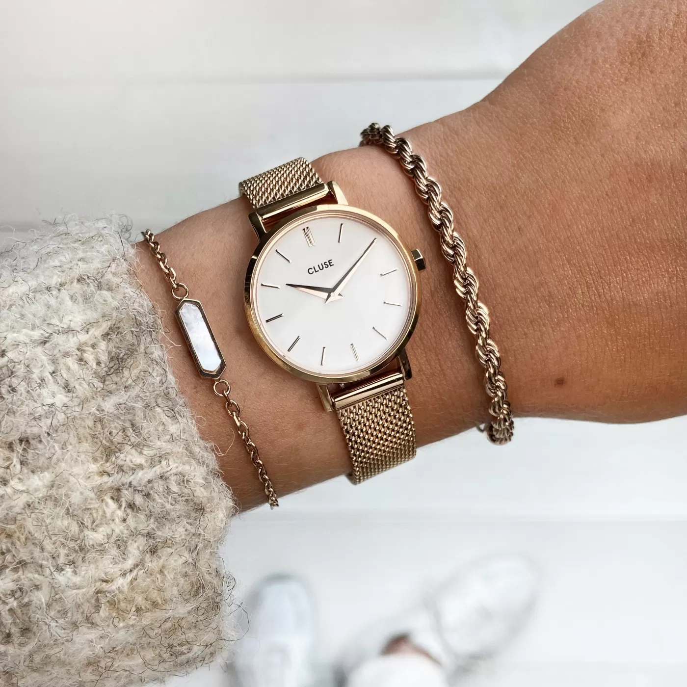 Boho Chic Petite Mesh White, Rose Gold Colour>CLUSE Best