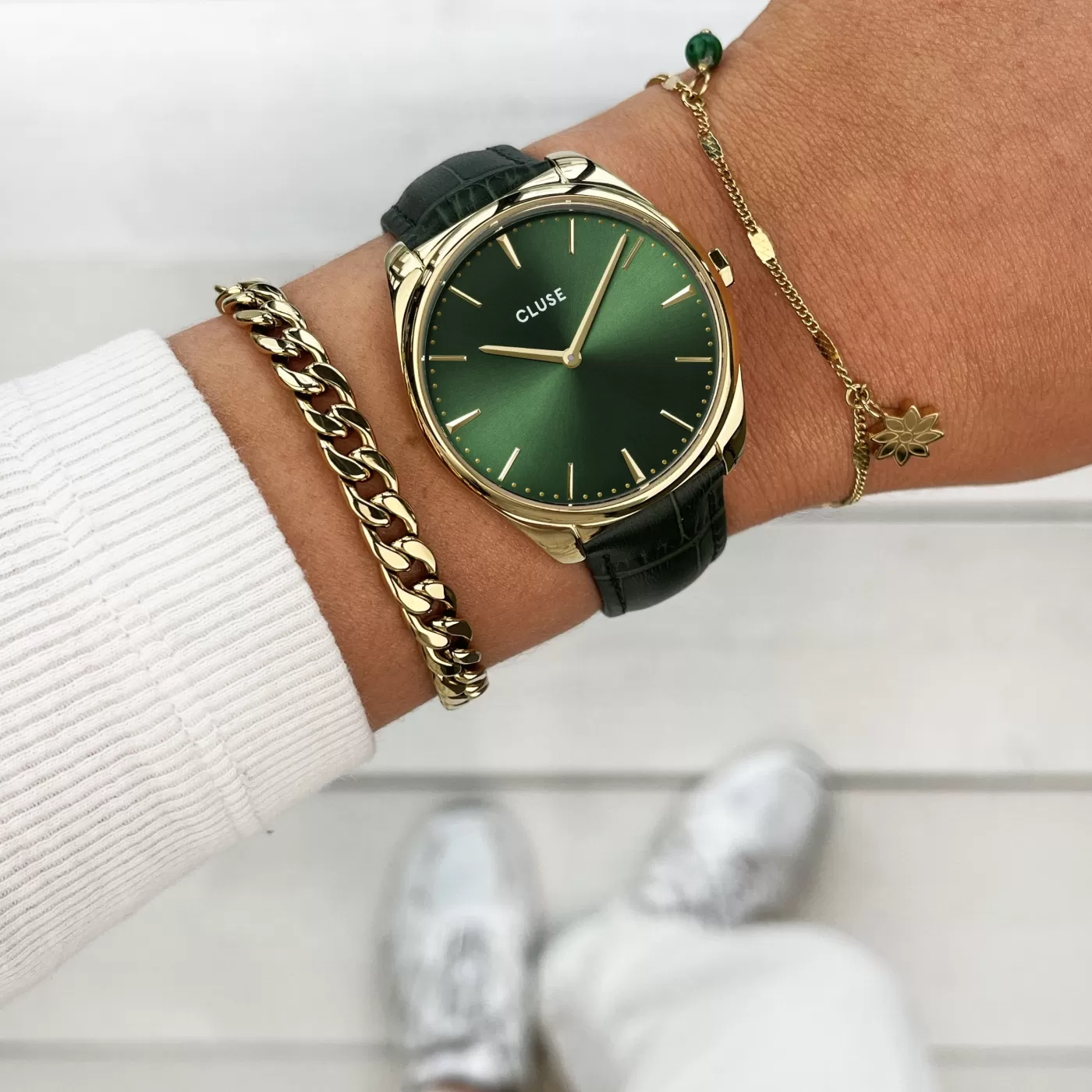 Essentielle Bracelet Daisy Green, Gold Colour>CLUSE Clearance