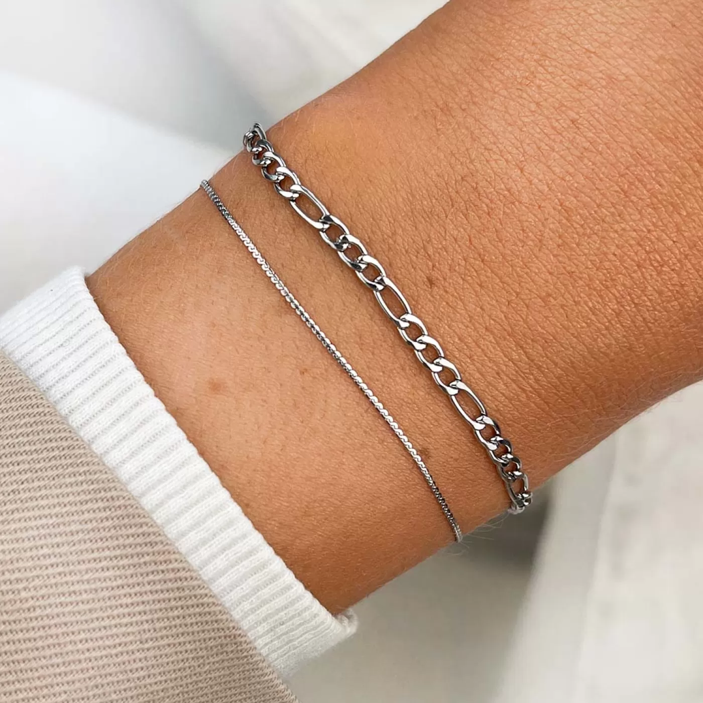 Essentielle Figaro Chain Bracelet Set, Silver Colour>CLUSE Shop