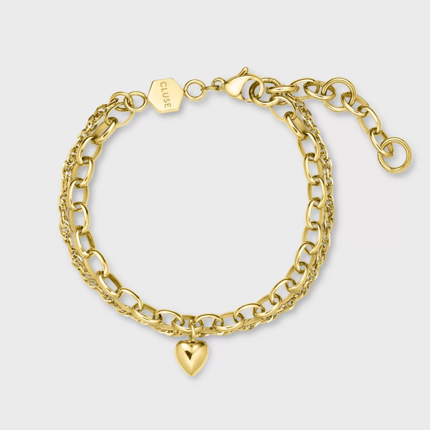 Essentielle Heart Charm Double Chain Bracelet, Gold Colour>CLUSE Cheap