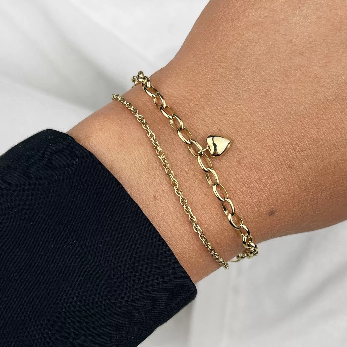 Essentielle Heart Charm Double Chain Bracelet, Gold Colour>CLUSE Cheap