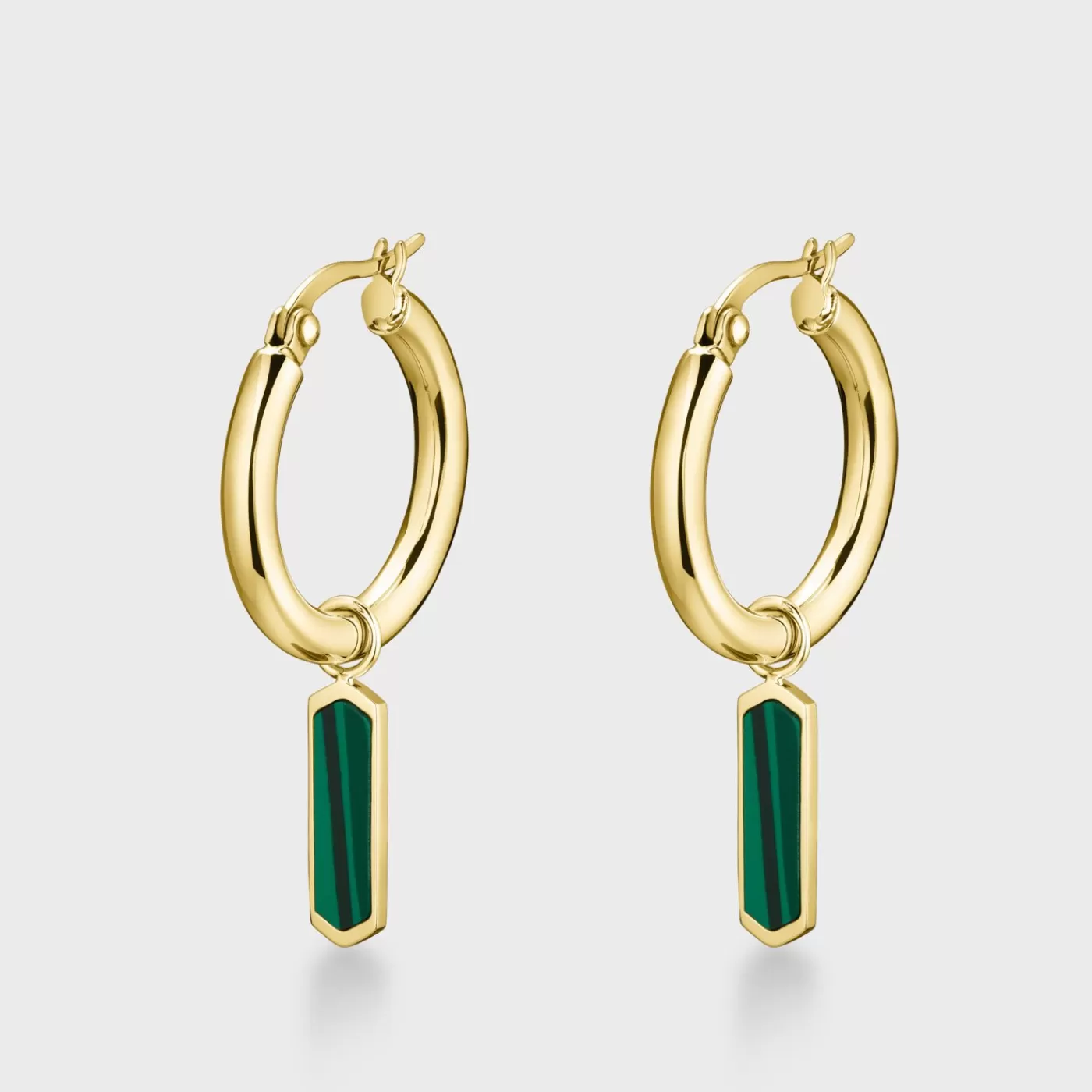 Essentielle Hoops Earrings Hexagon Charm Green, Gold Colour>CLUSE Outlet