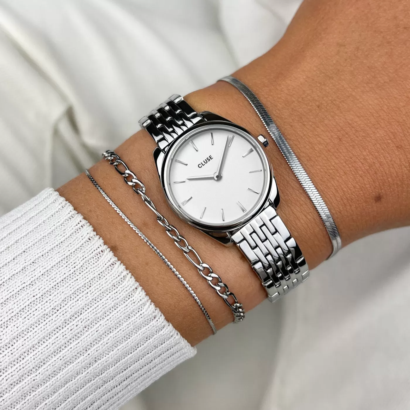 Féroce Mini Watch Steel White, Silver Colour>CLUSE Flash Sale