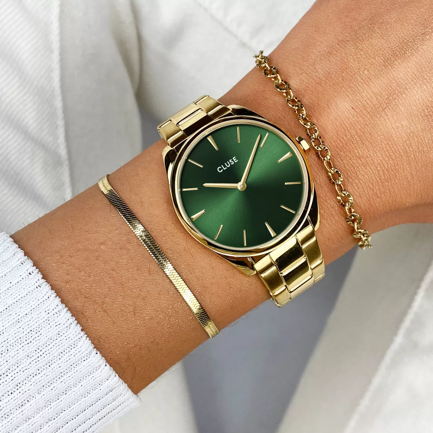 Féroce Petite Watch Steel Green, Gold Colour>CLUSE Cheap