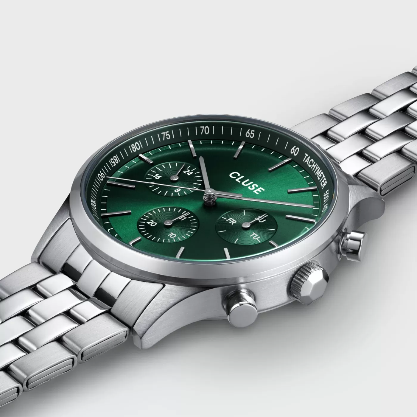 Gift Box Anthéor Multifunction Steel Watch Green & Cuban Chain Bracelet>CLUSE Store
