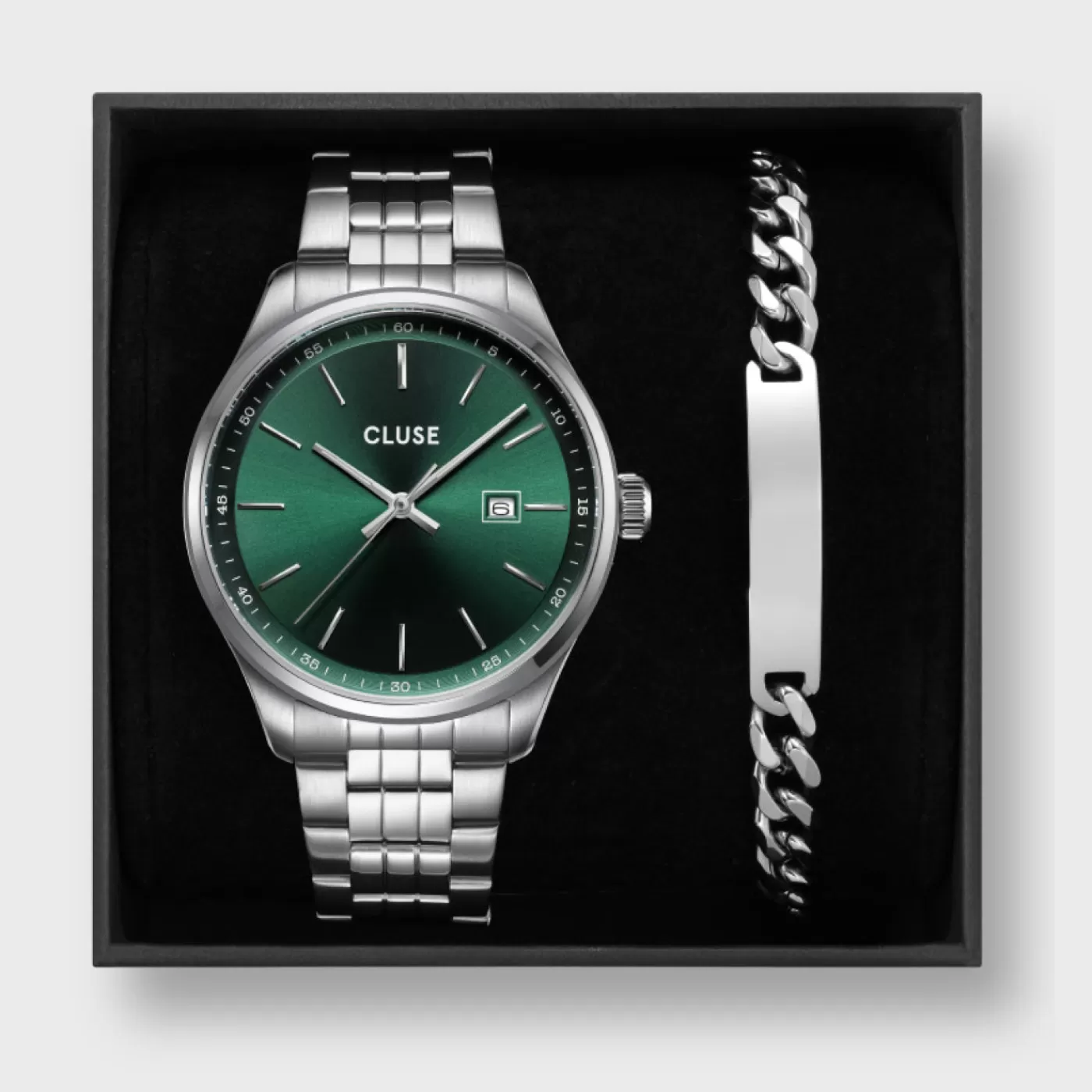 Gift Box Anthéor Steel Watch Green and Silver Chain Bracelet>CLUSE Fashion