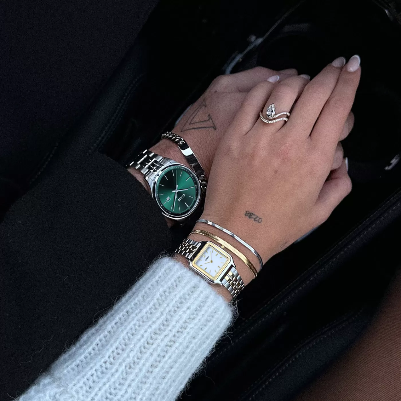 Gift Box Anthéor Steel Watch Green and Silver Chain Bracelet>CLUSE Fashion