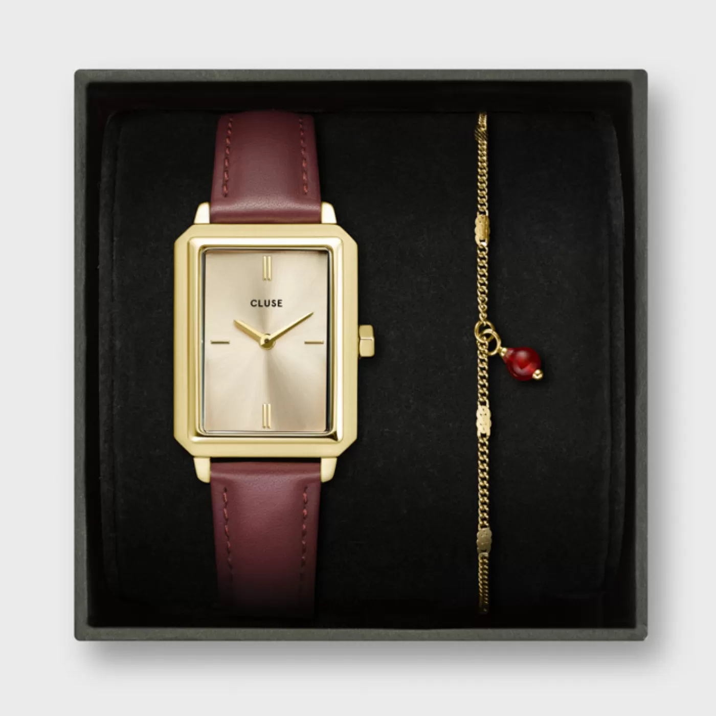 Gift Box Fluette Leather Watch and Chain Bracelet, Gold Colour>CLUSE Cheap
