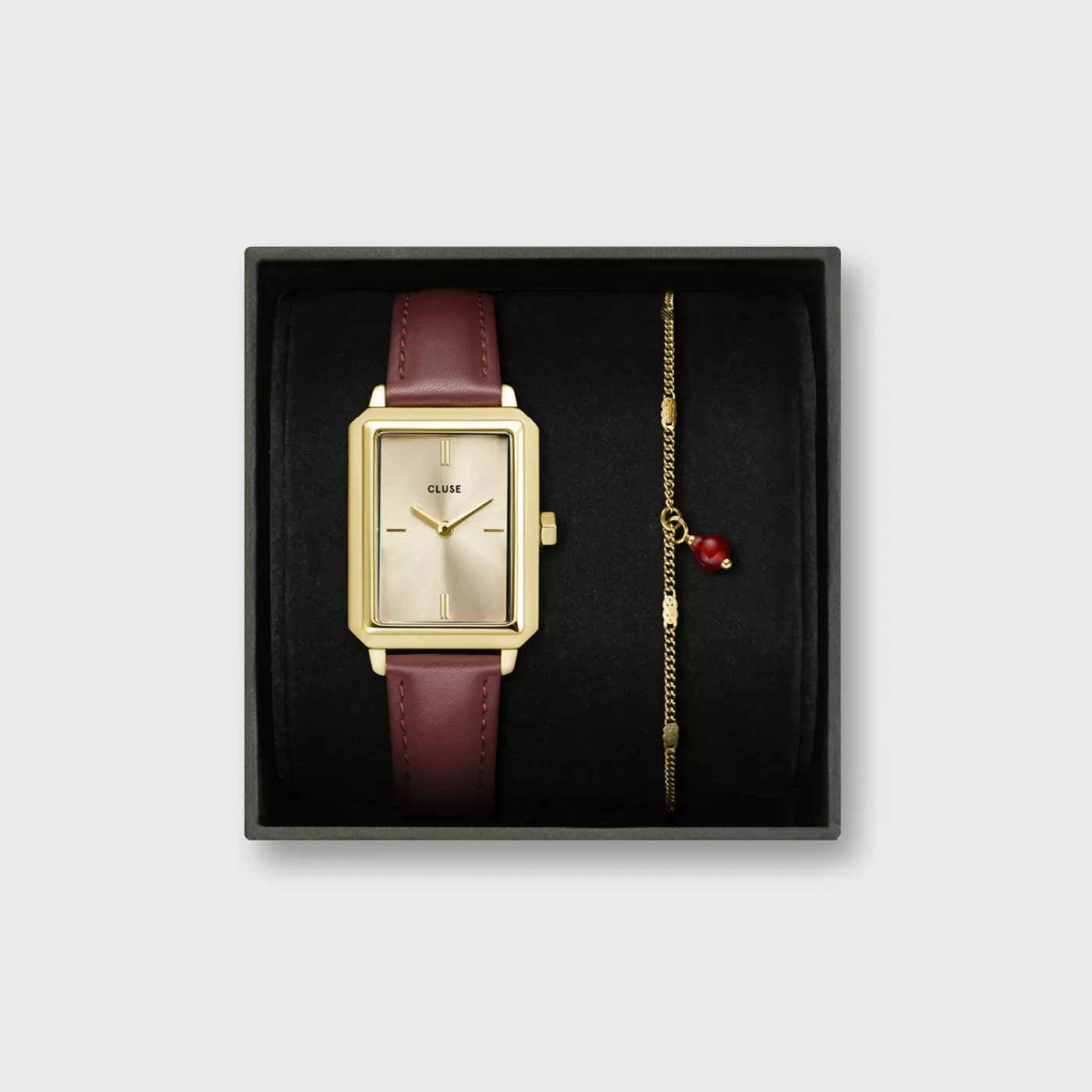 Gift Box Fluette Leather Watch and Chain Bracelet, Gold Colour>CLUSE Cheap