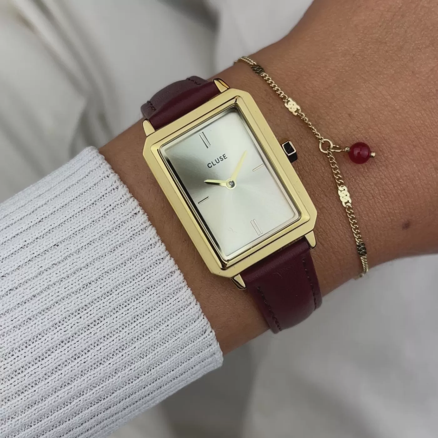 Gift Box Fluette Leather Watch and Chain Bracelet, Gold Colour>CLUSE Cheap
