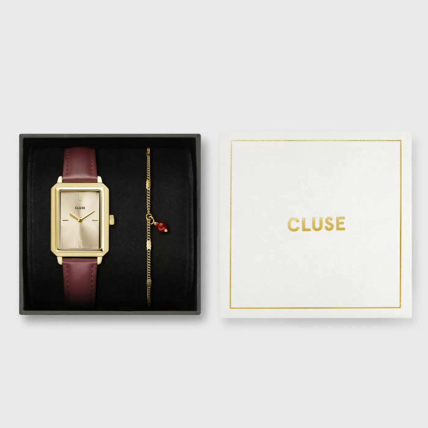 Gift Box Fluette Leather Watch and Chain Bracelet, Gold Colour>CLUSE Cheap