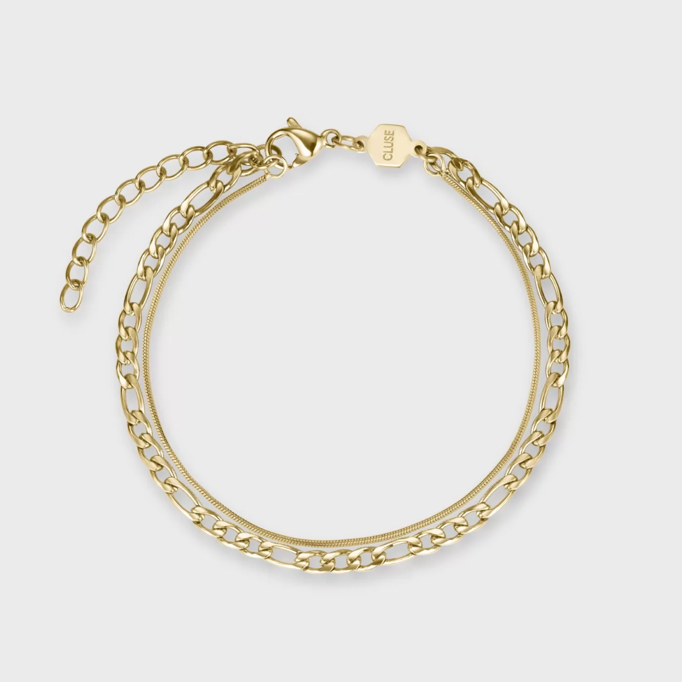 Gift Box Fluette Mesh White Watch and Double Chain Bracelet, Gold Colour>CLUSE Discount