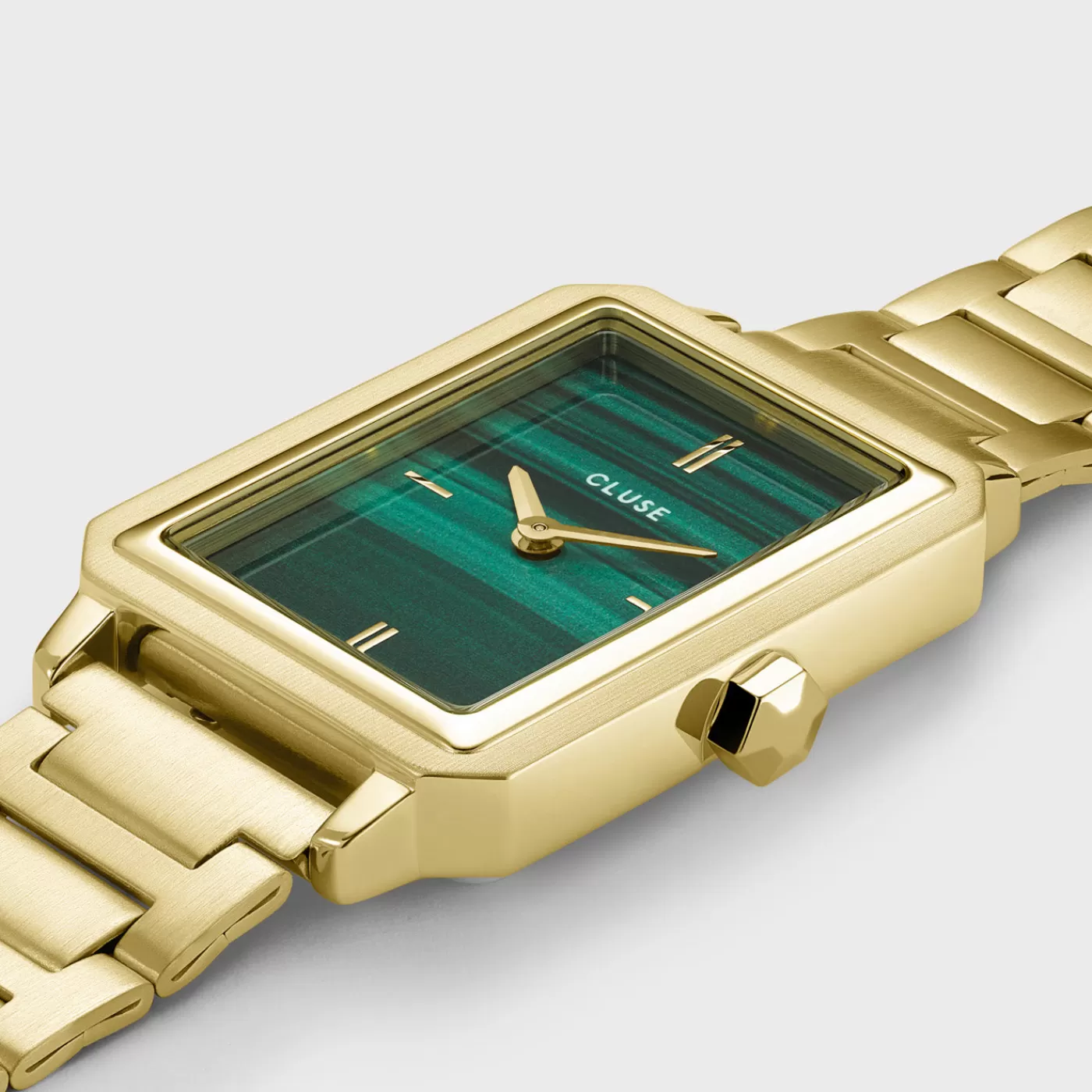 Gift Box Fluette Steel Green Watch and Round Chain Bracelet, Gold Colour>CLUSE Fashion