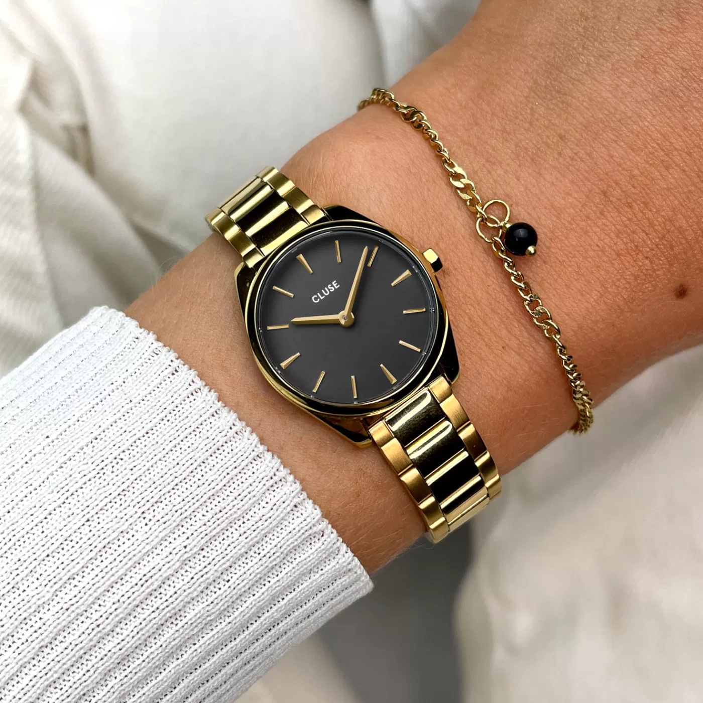 Gift Box Féroce Mini Watch Black & Chain Bracelet, Gold Colour>CLUSE Sale