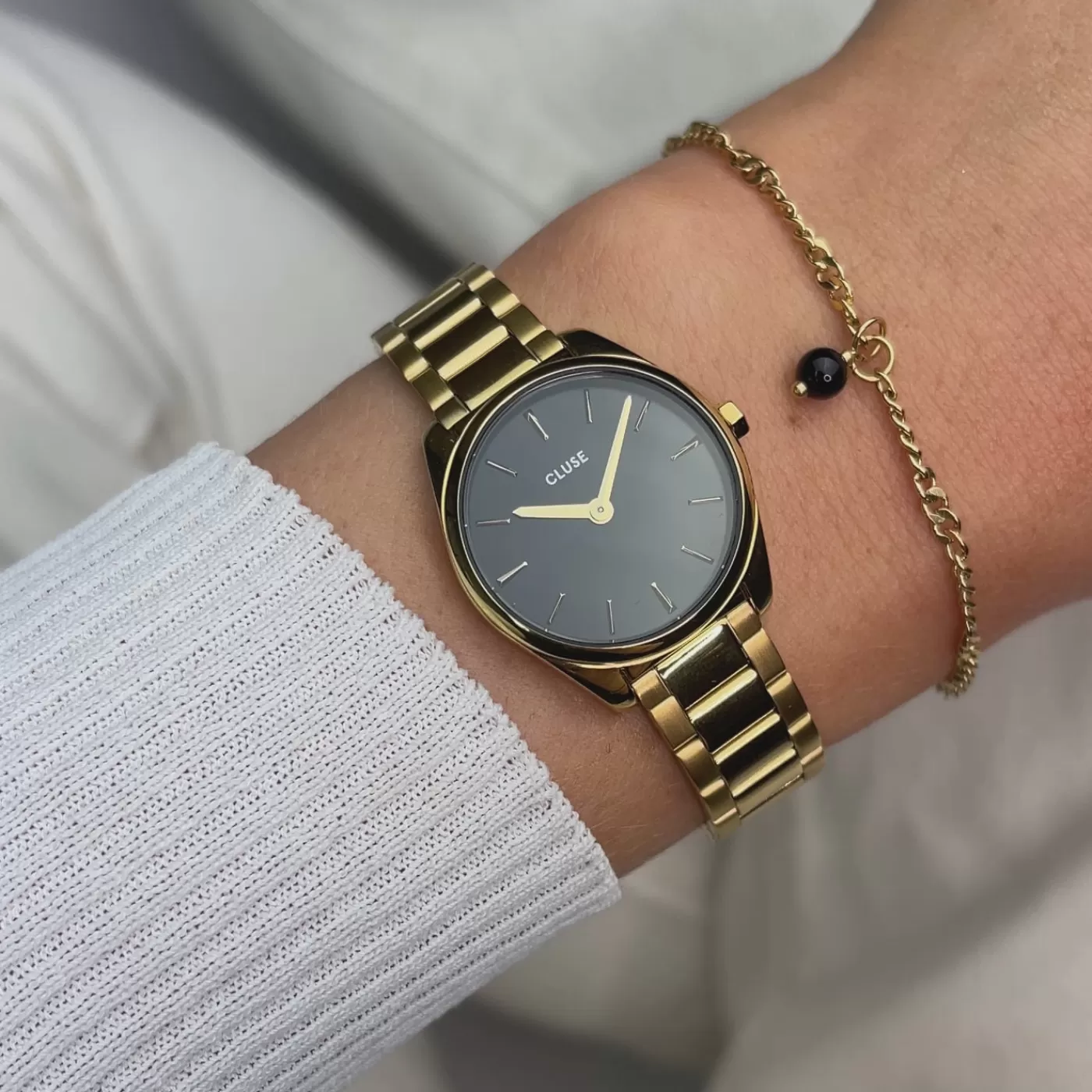 Gift Box Féroce Mini Watch Black & Chain Bracelet, Gold Colour>CLUSE Sale