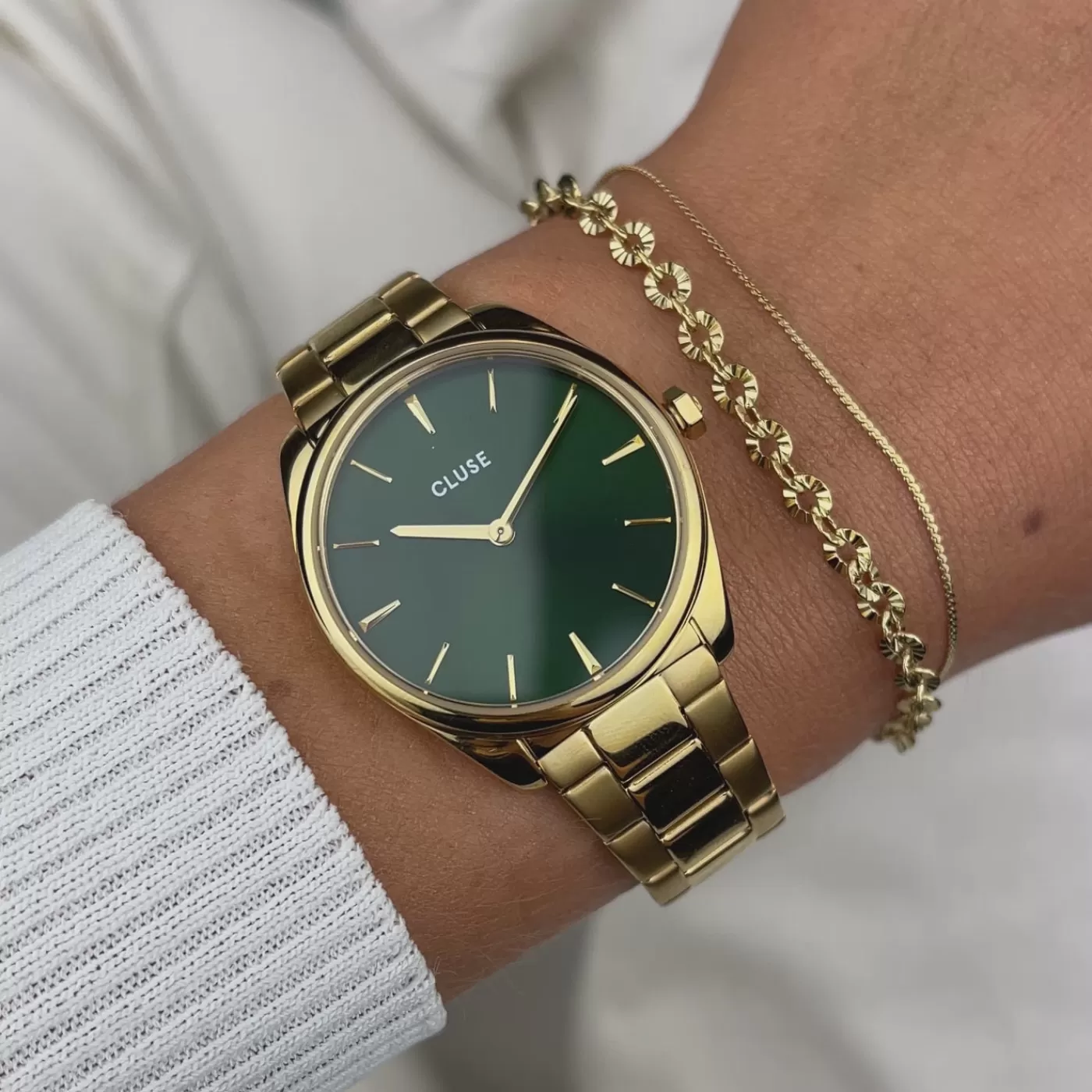 Gift Box Féroce Petite Steel Watch and Double Chain Bracelet, Gold Colour>CLUSE Online
