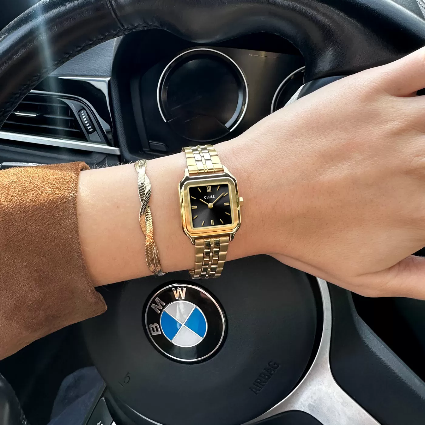 Gift Box Gracieuse Petite Watch Steel, Black & Twisted Snake Bracelet, Gold Colour>CLUSE Shop