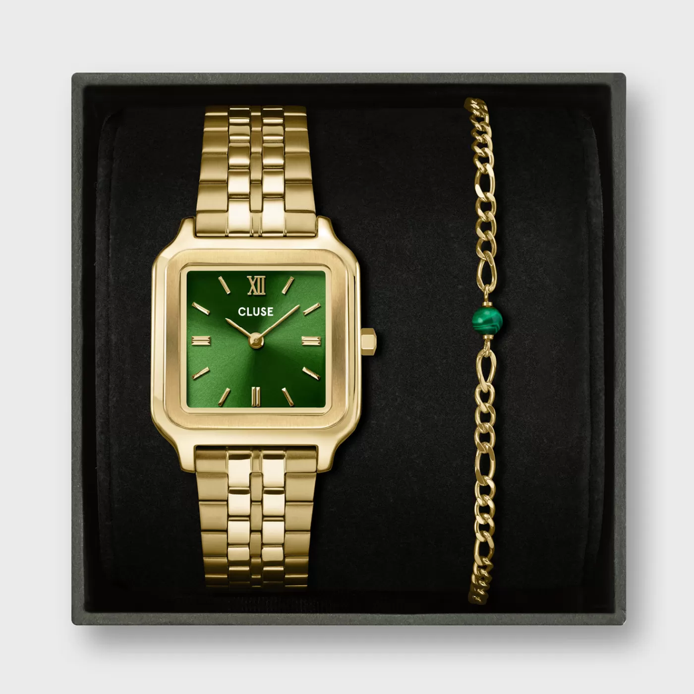 Gift Box Gracieuse Watch Steel Forest Green & Malachite Bracelet, Gold Colour>CLUSE Best Sale