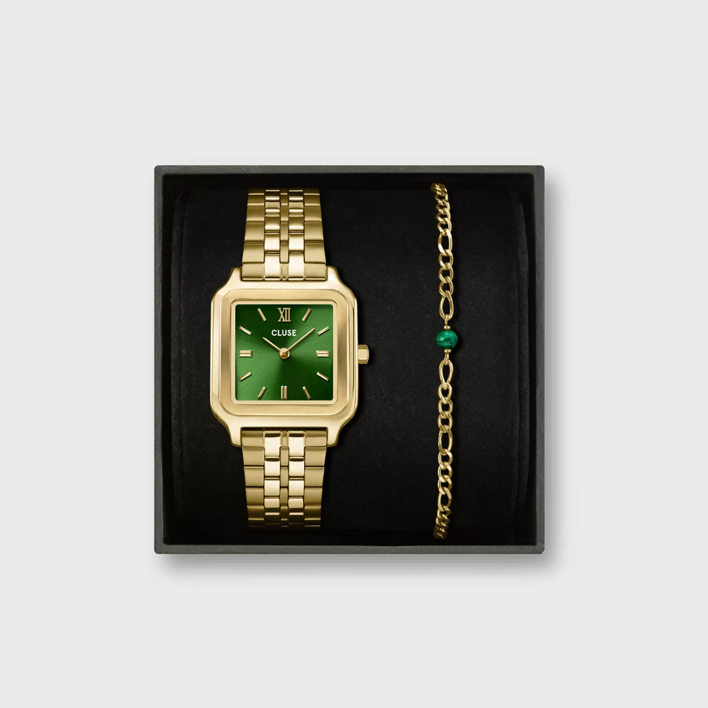 Gift Box Gracieuse Watch Steel Forest Green & Malachite Bracelet, Gold Colour>CLUSE Best Sale