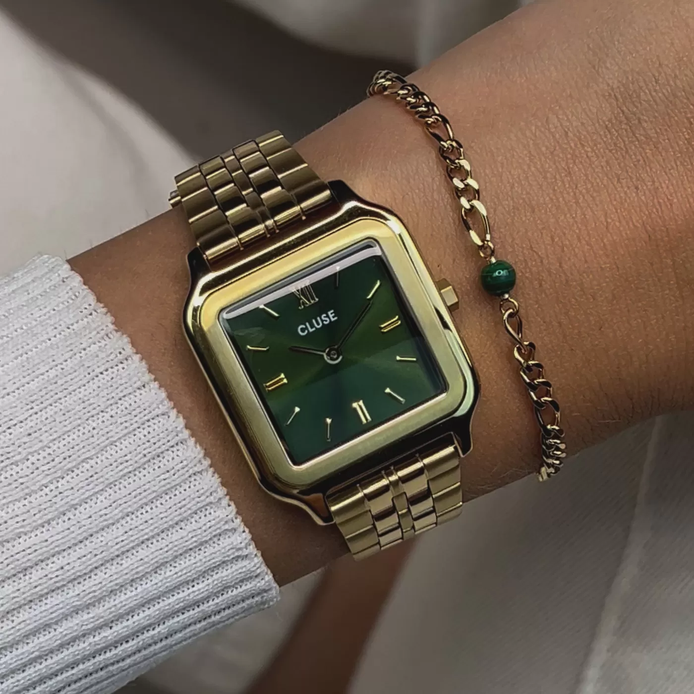 Gift Box Gracieuse Watch Steel Forest Green & Malachite Bracelet, Gold Colour>CLUSE Best Sale