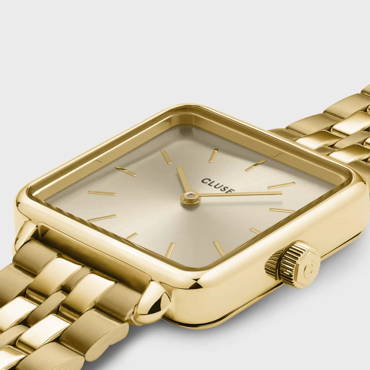Gift Box La Tétragone Full Gold Steel Watch & Curb Chain Bracelet, Gold Colour>CLUSE Store