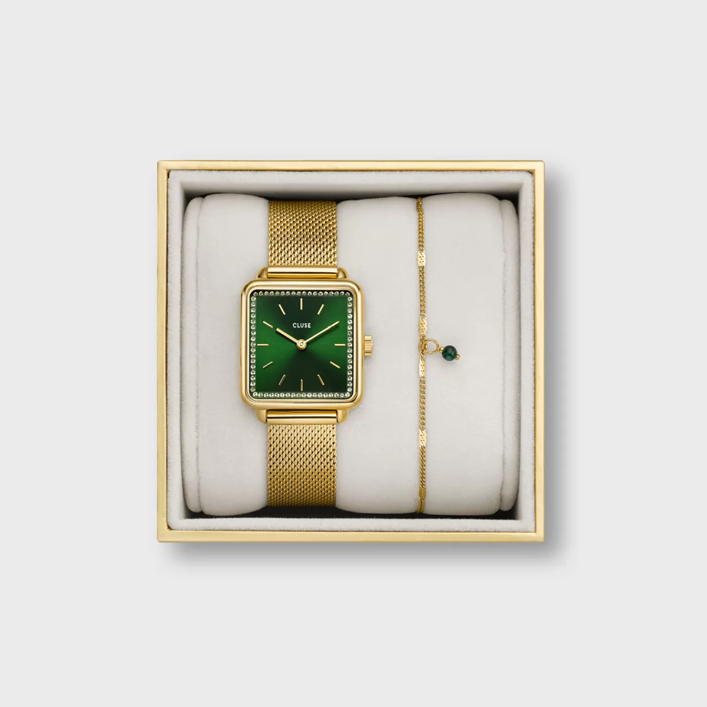 Gift Box La Tétragone Mesh and Malachite Bracelet Gold Colour>CLUSE Cheap