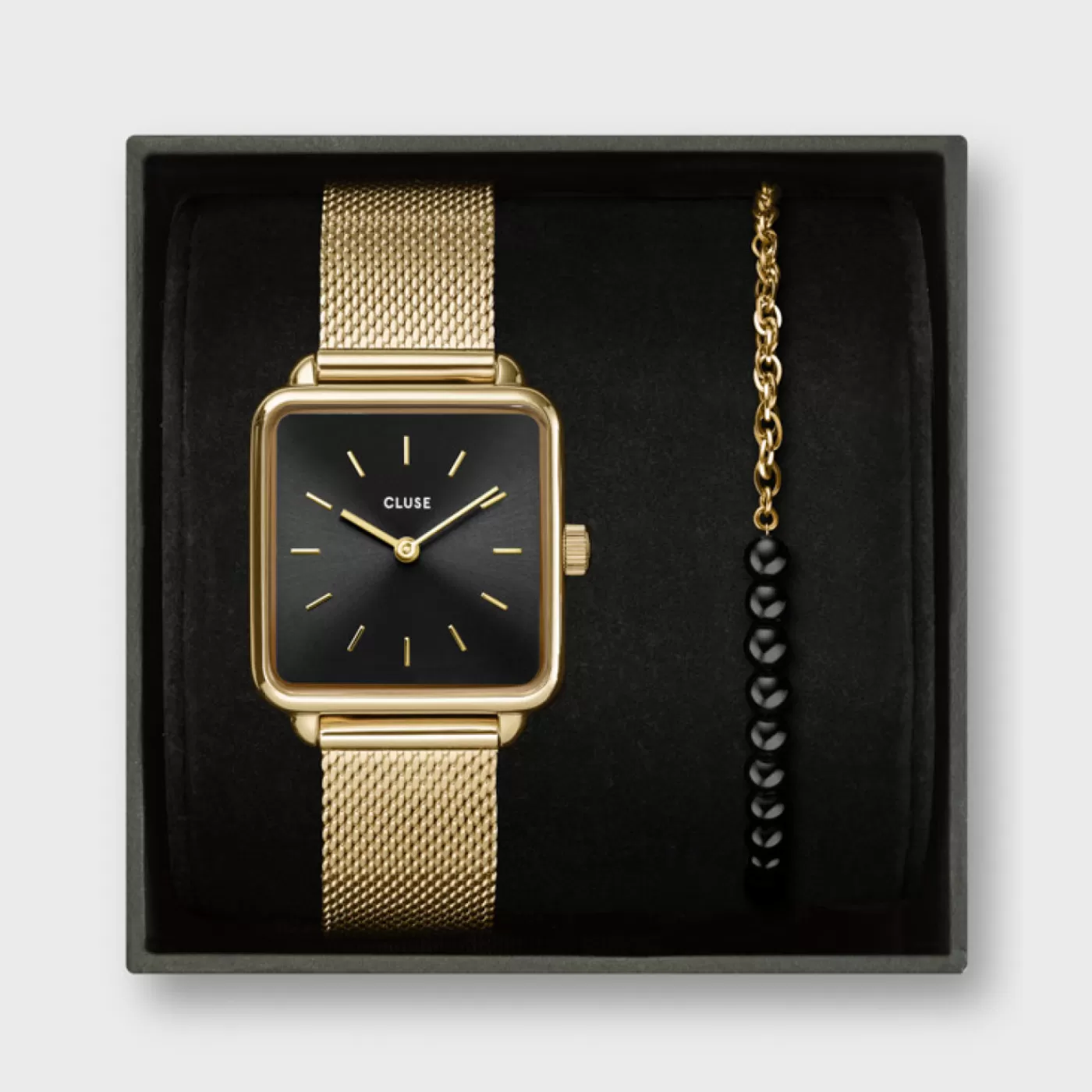 Gift Box La Tétragone Mesh Watch & Beads Bracelet, Gold Colour>CLUSE Flash Sale