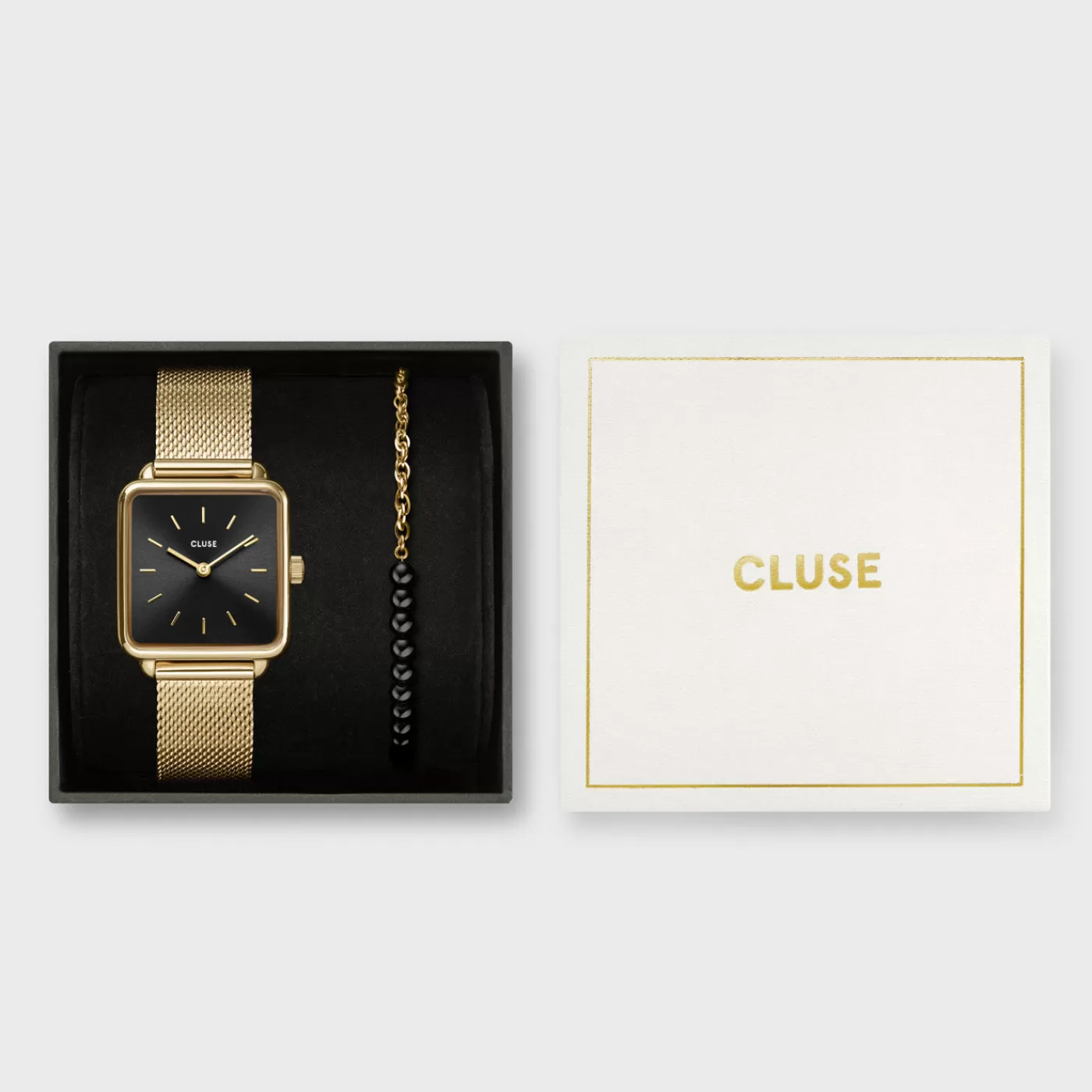 Gift Box La Tétragone Mesh Watch & Beads Bracelet, Gold Colour>CLUSE Flash Sale