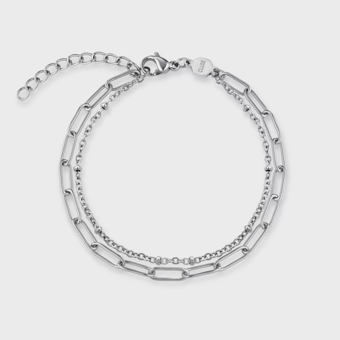 Gift Box La Tétragone Steel Watch, Bicolour & Double Chain Bracelet, Silver Colour>CLUSE Shop