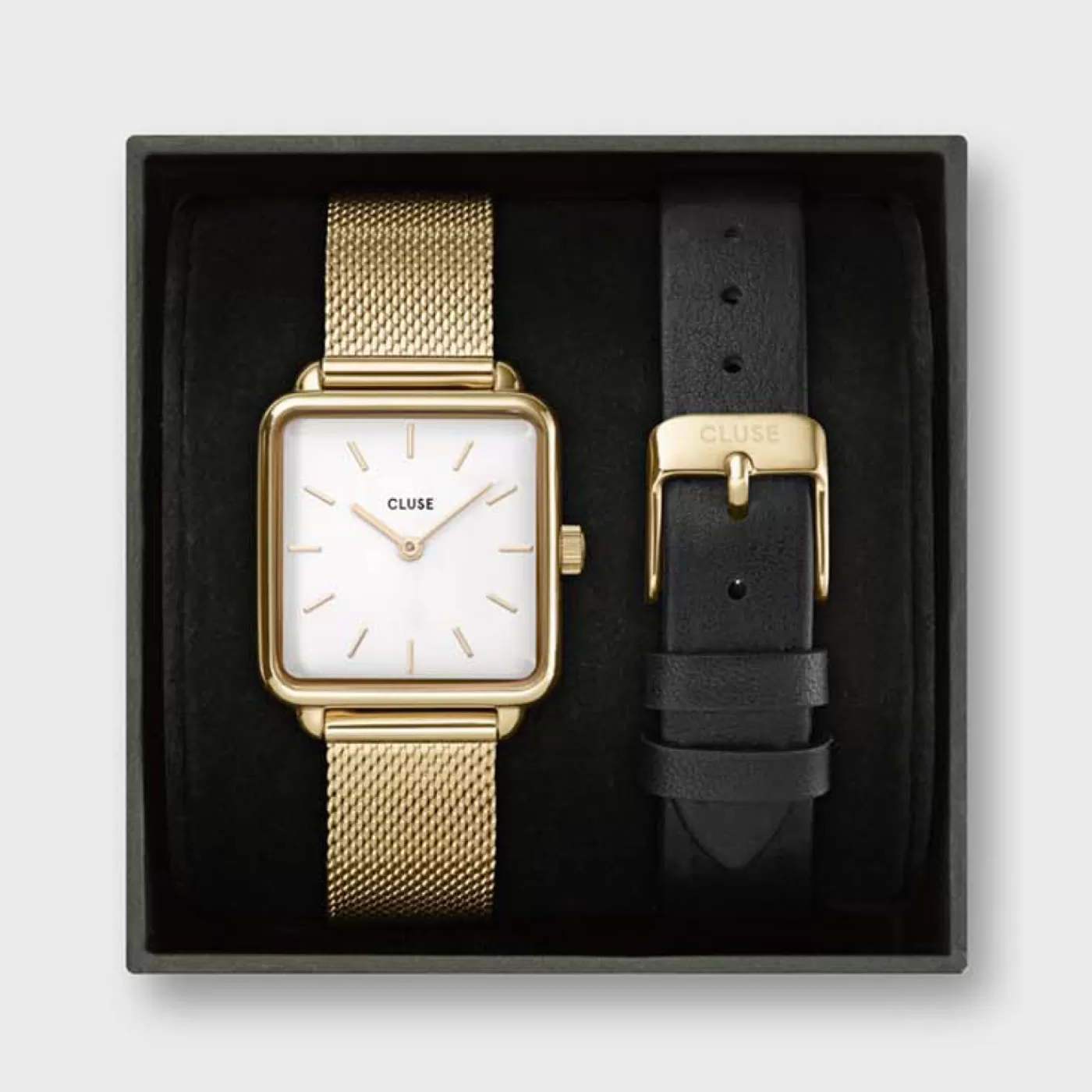 Gift Box La Tétragone Watch & Leather Strap, Gold Colour>CLUSE Shop