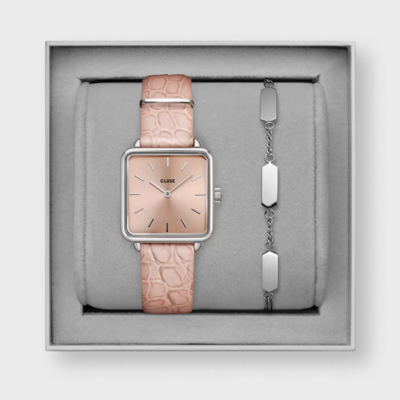 Gift Box La Tétragone Watch and Bracelet Silver Colour>CLUSE Discount