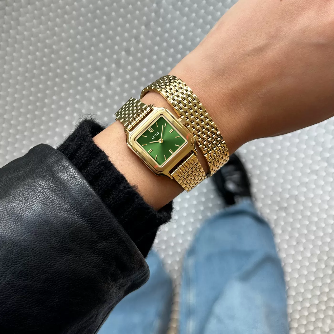 Gracieuse Petite Watch Double Steel, Forest Green, Gold Colour>CLUSE Hot