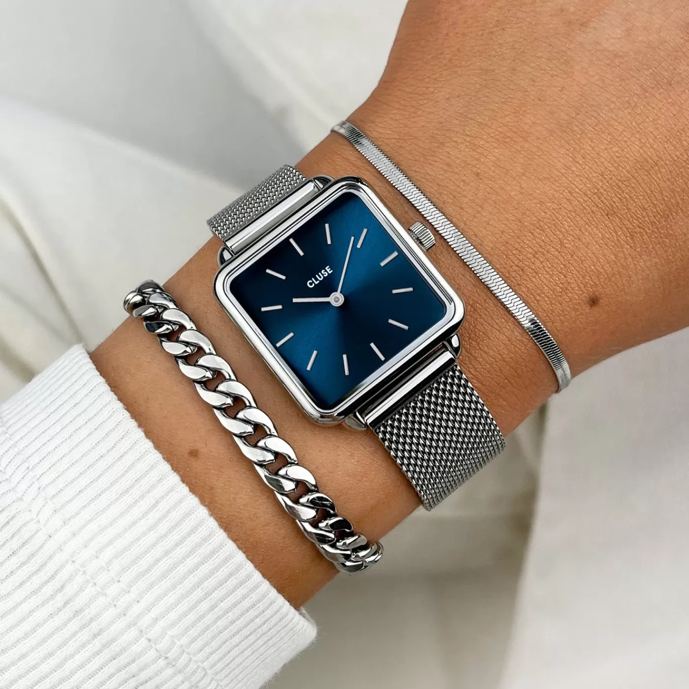 La Tétragone Mesh Blue, Silver Colour>CLUSE Online