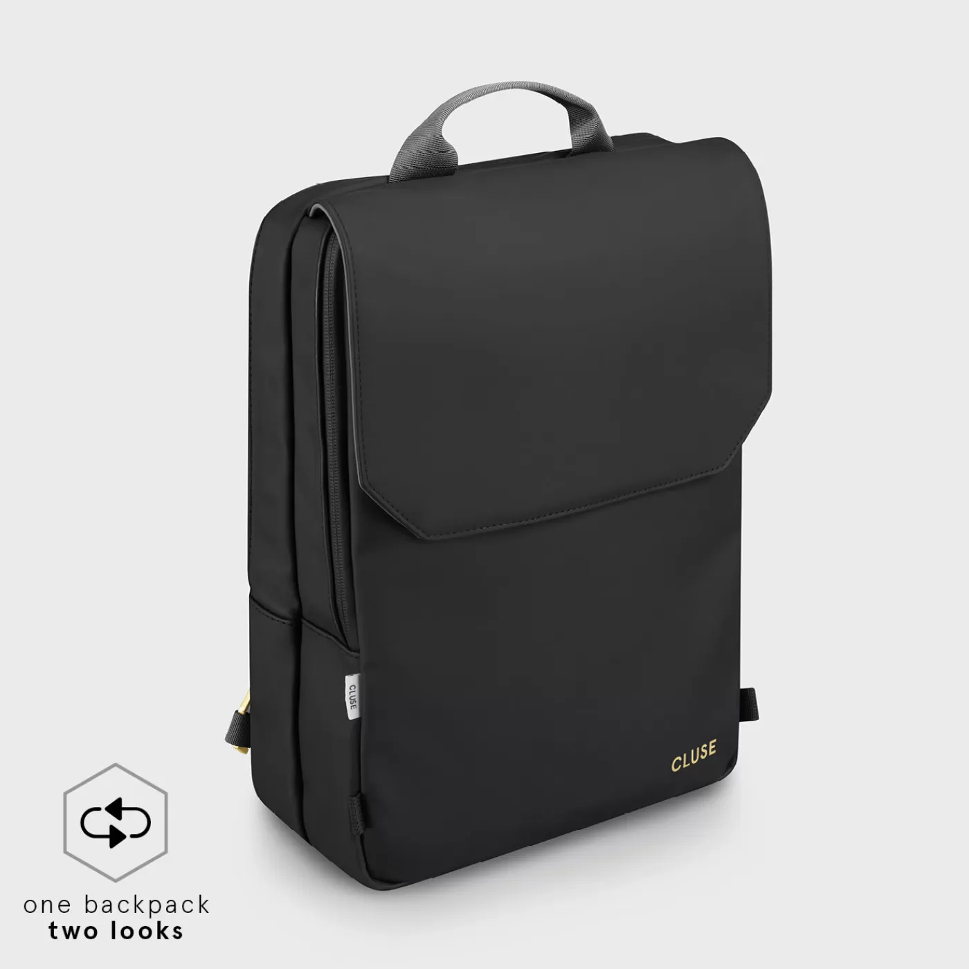 Le Réversible Backpack, Black Grey, Gold Colour>CLUSE Hot