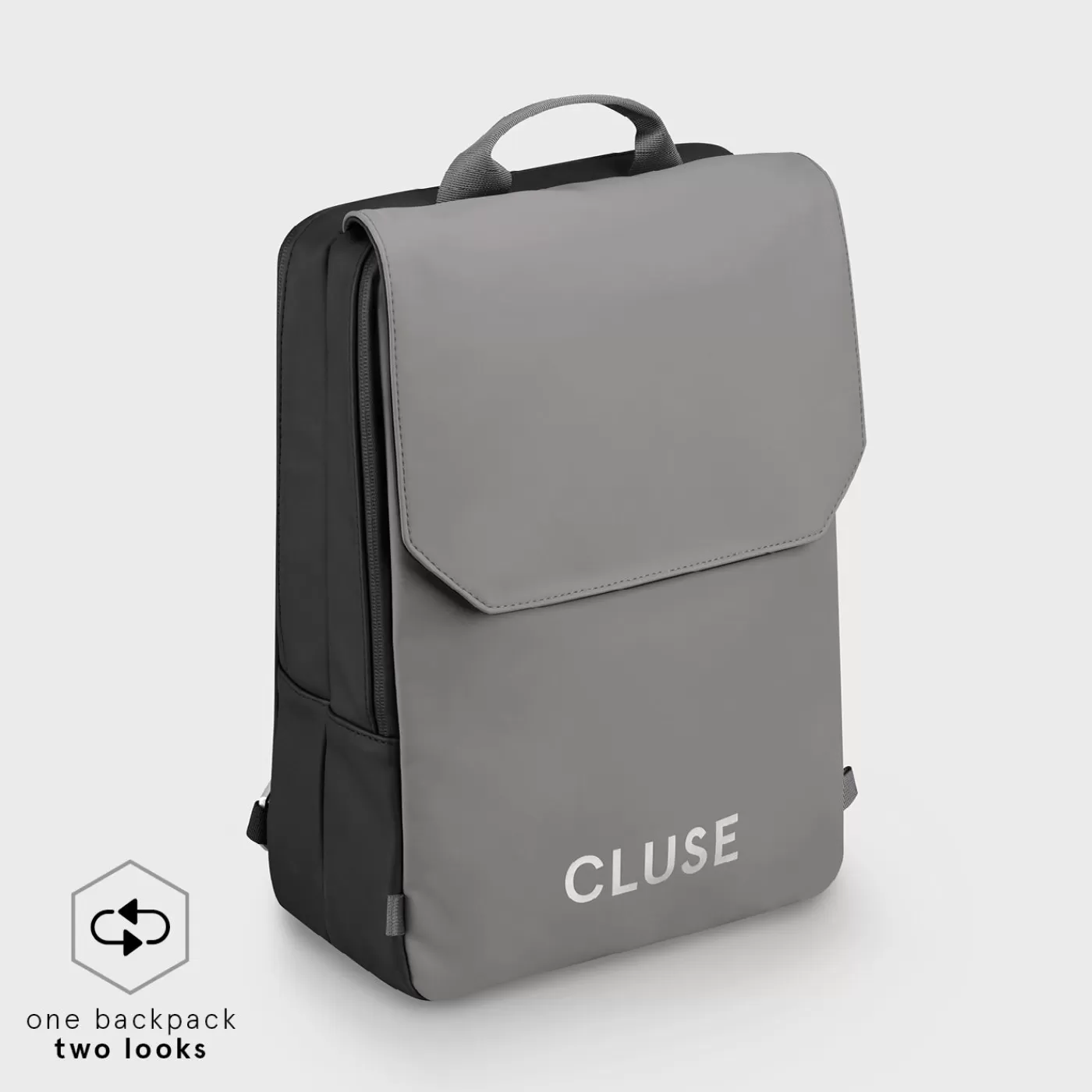 Le Réversible Backpack, Black Grey, Silver Colour>CLUSE New