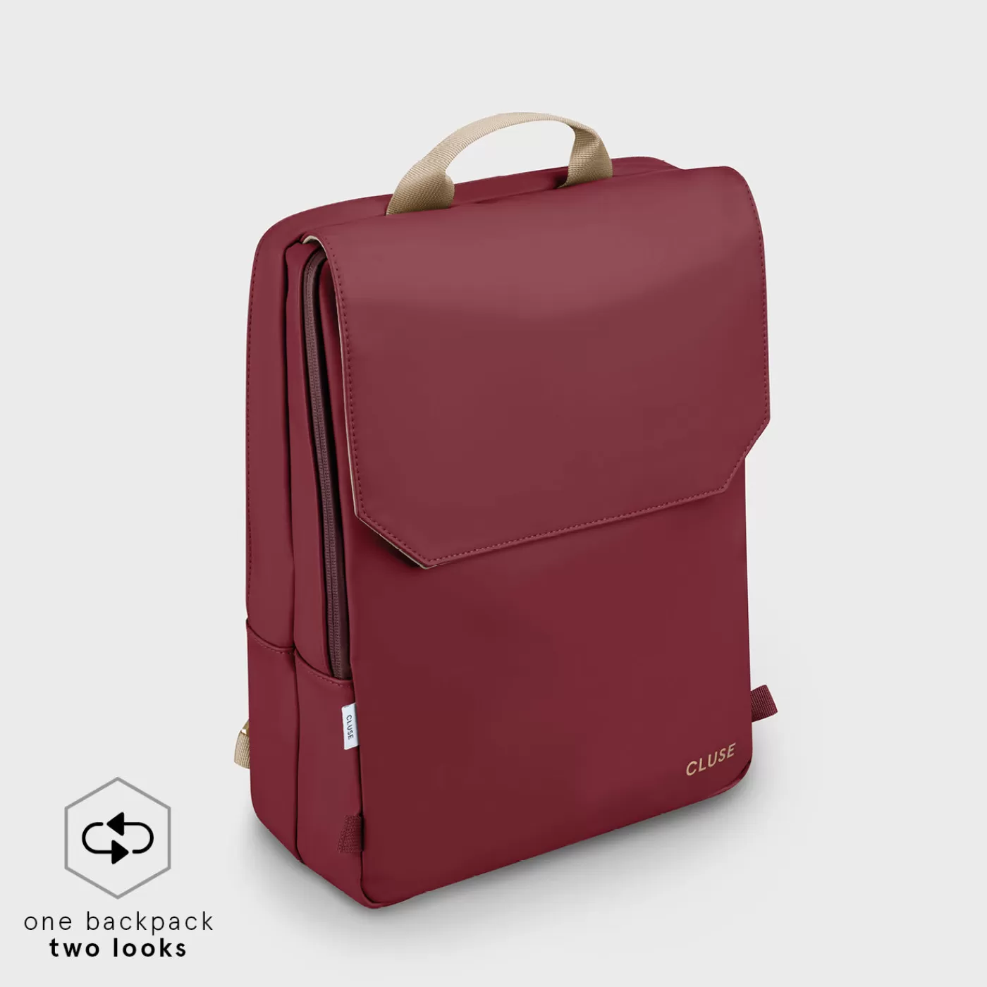 Le Réversible Backpack, Bordeaux Beige, Gold Colour>CLUSE Outlet