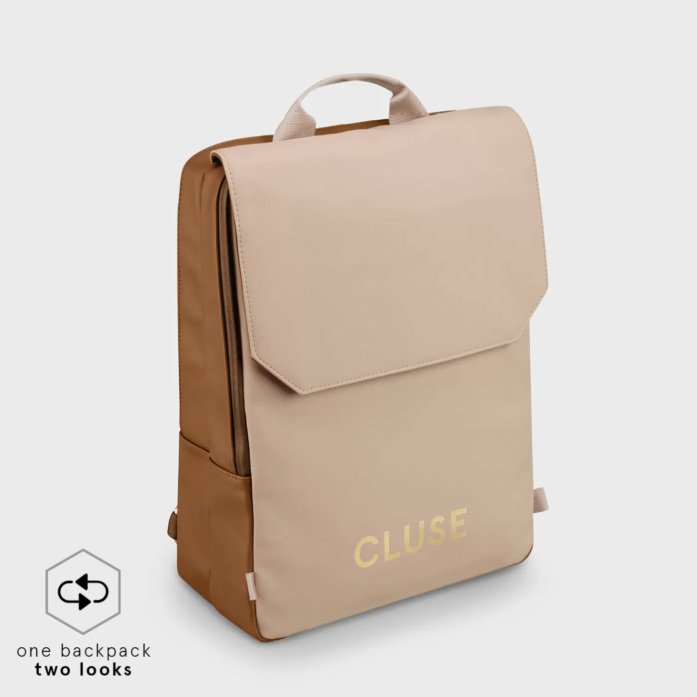 Le Réversible Backpack, Camel Beige, Gold Colour>CLUSE Best