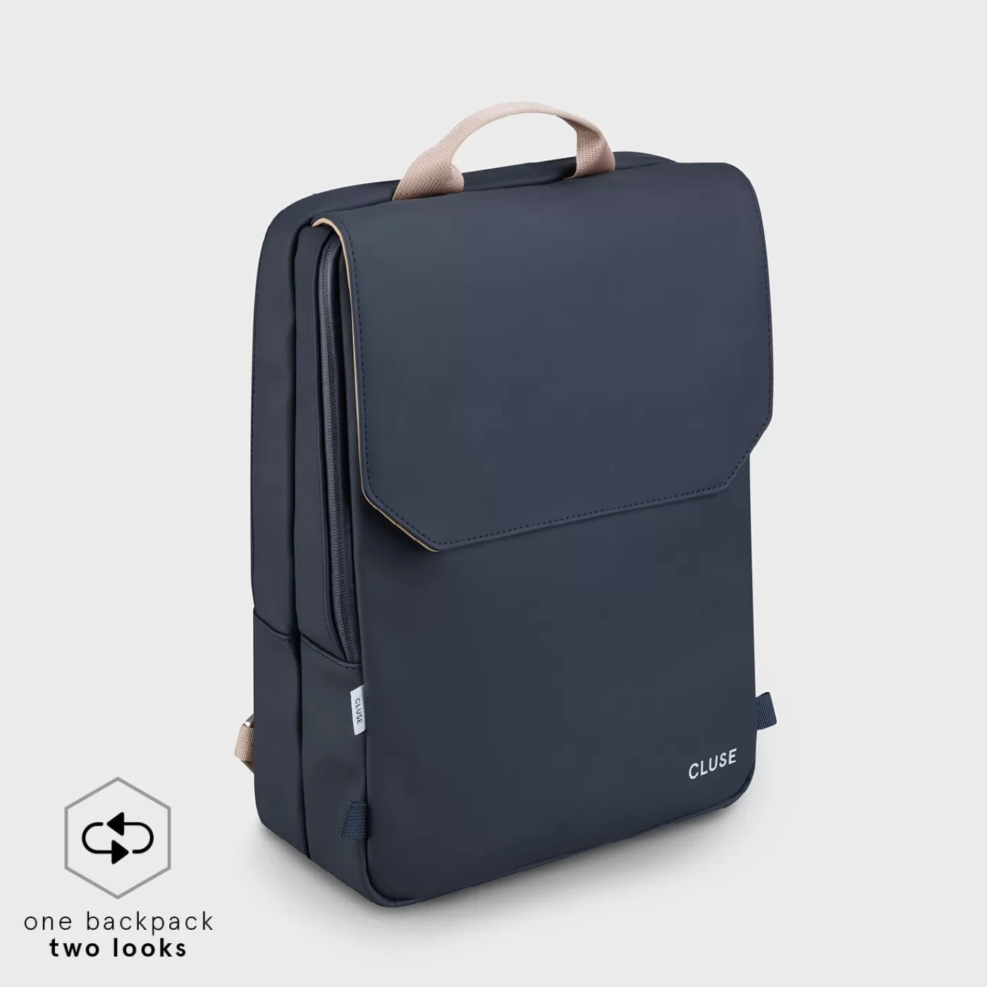 Le Réversible Backpack, Dark Blue Caramel, Silver Colour>CLUSE Fashion