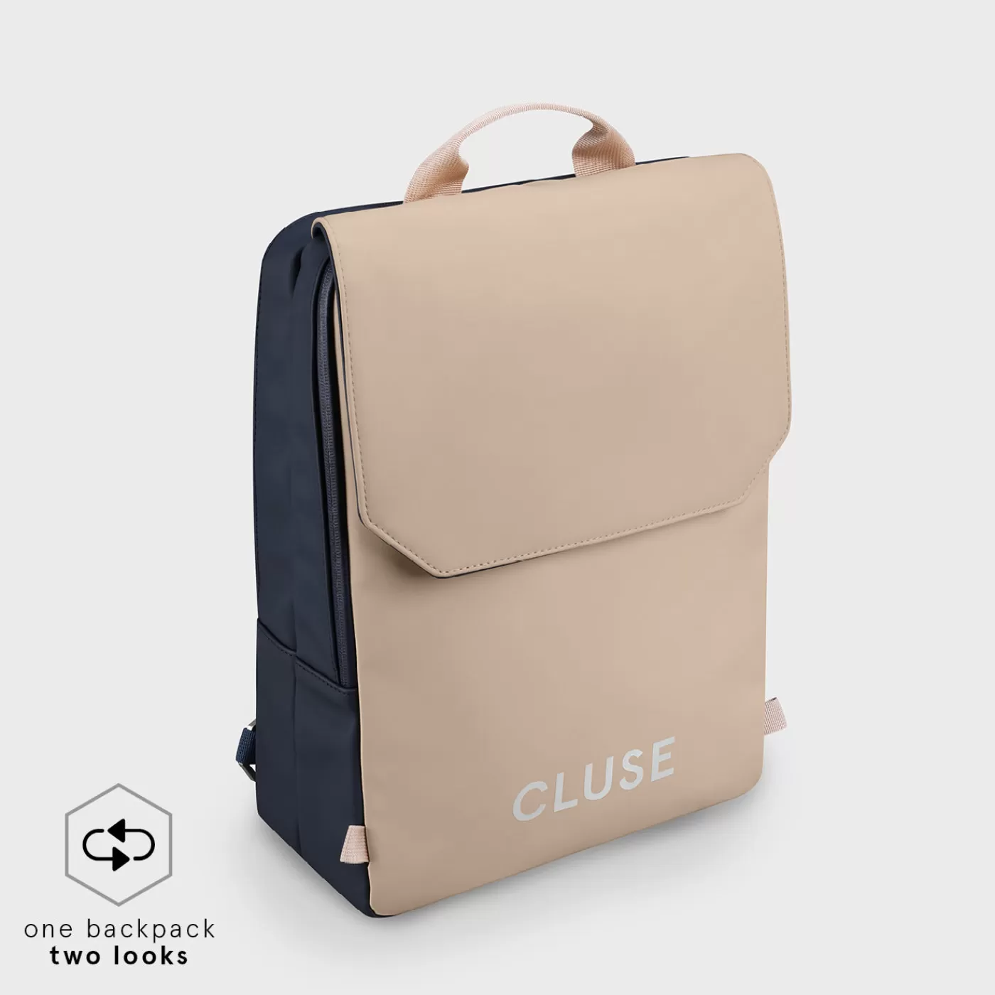 Le Réversible Backpack, Dark Blue Caramel, Silver Colour>CLUSE Fashion