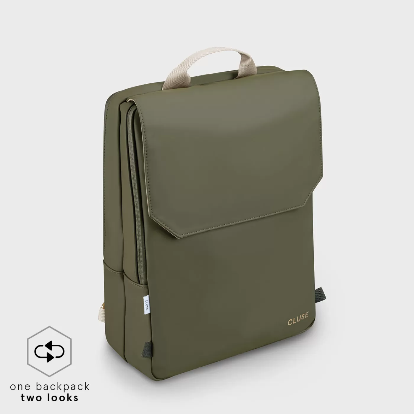 Le Réversible Backpack, Dark Green Moss, Gold Colour>CLUSE Best Sale