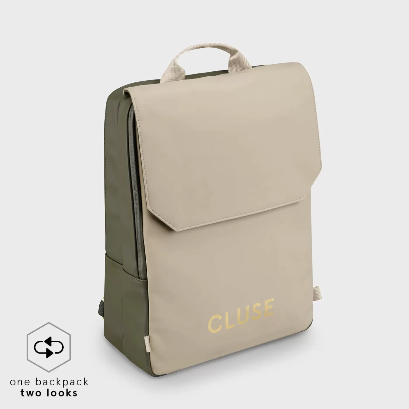 Le Réversible Backpack, Dark Green Moss, Gold Colour>CLUSE Best Sale