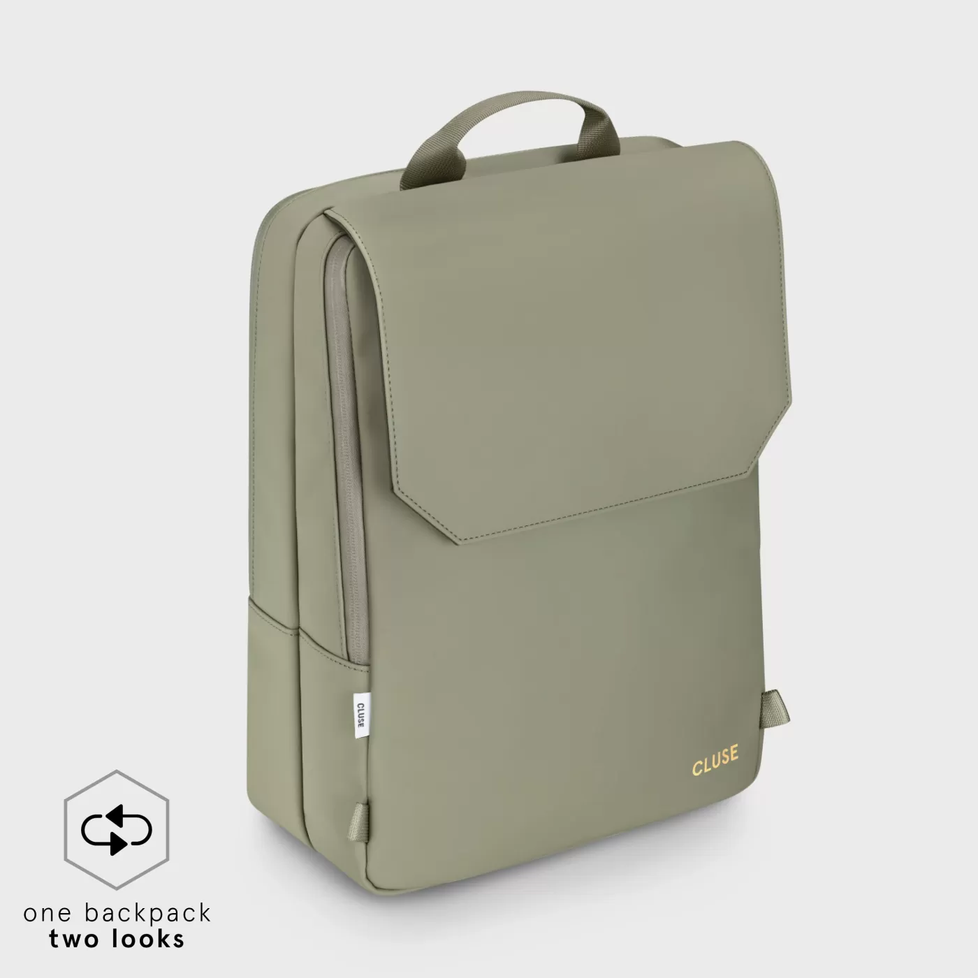 Le Réversible Backpack, Light Green Olive, Gold Colour>CLUSE Sale