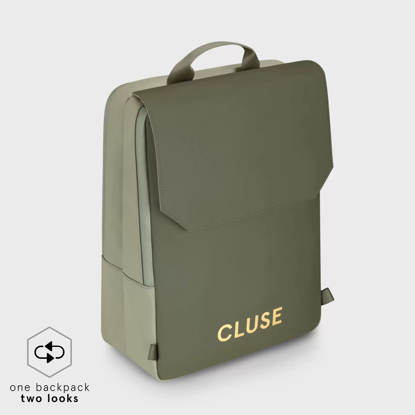 Le Réversible Backpack, Light Green Olive, Gold Colour>CLUSE Sale