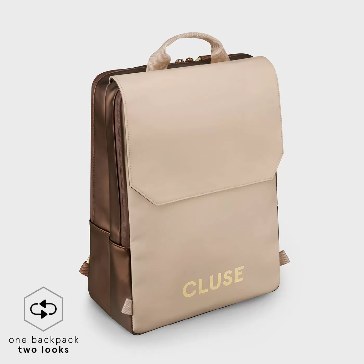 Le Réversible Backpack, Metallic Brown Beige, Gold Colour>CLUSE Flash Sale