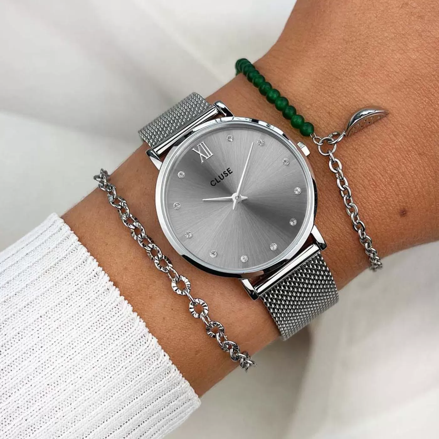 Minuit Mesh Crystals, Grey, Silver Colour>CLUSE Best Sale