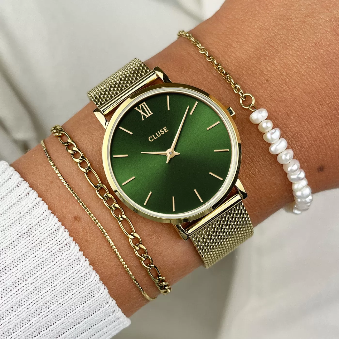 Minuit Mesh, Green, Gold Colour>CLUSE Discount