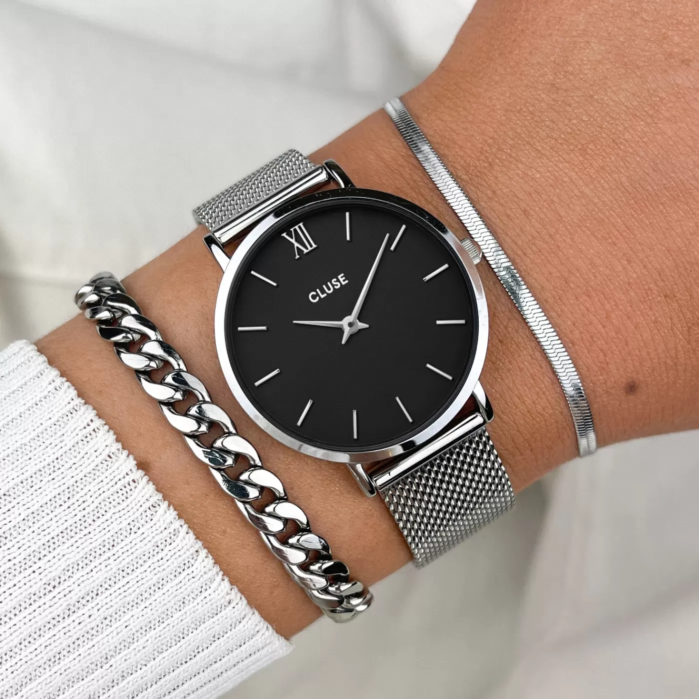 Minuit Mesh Silver/Black>CLUSE Cheap