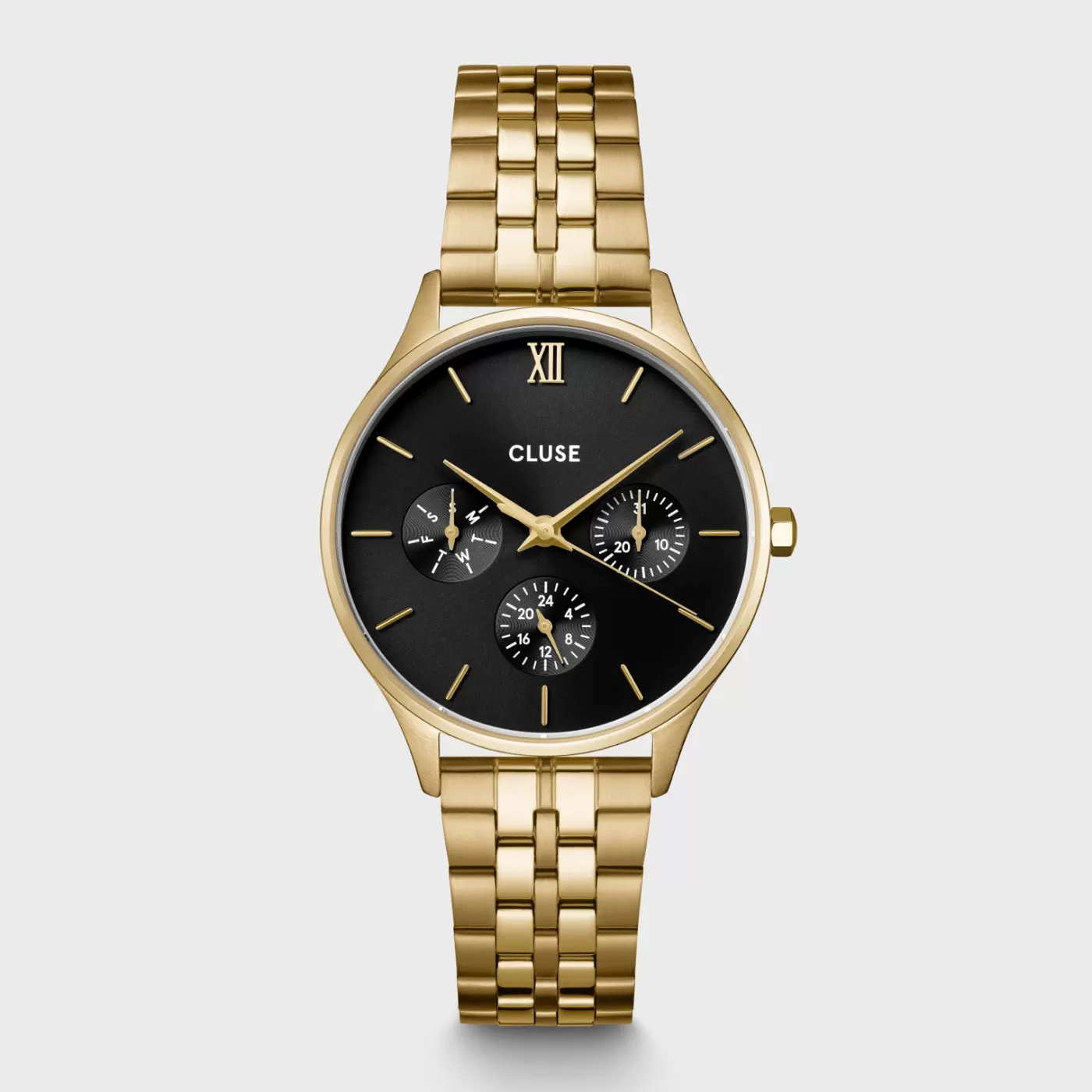 Minuit Multifunction Watch Steel, Black, Gold Colour>CLUSE Shop