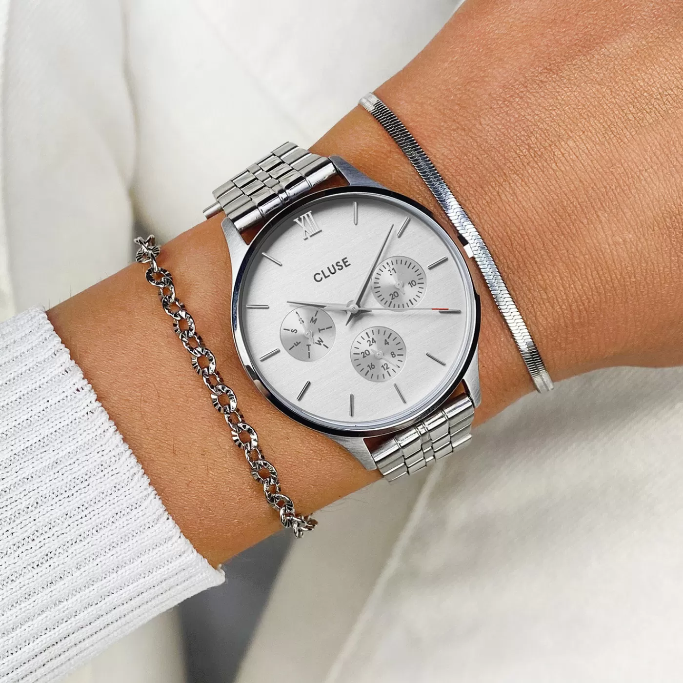 Minuit Multifunction Watch Steel, Full Silver Colour>CLUSE Outlet