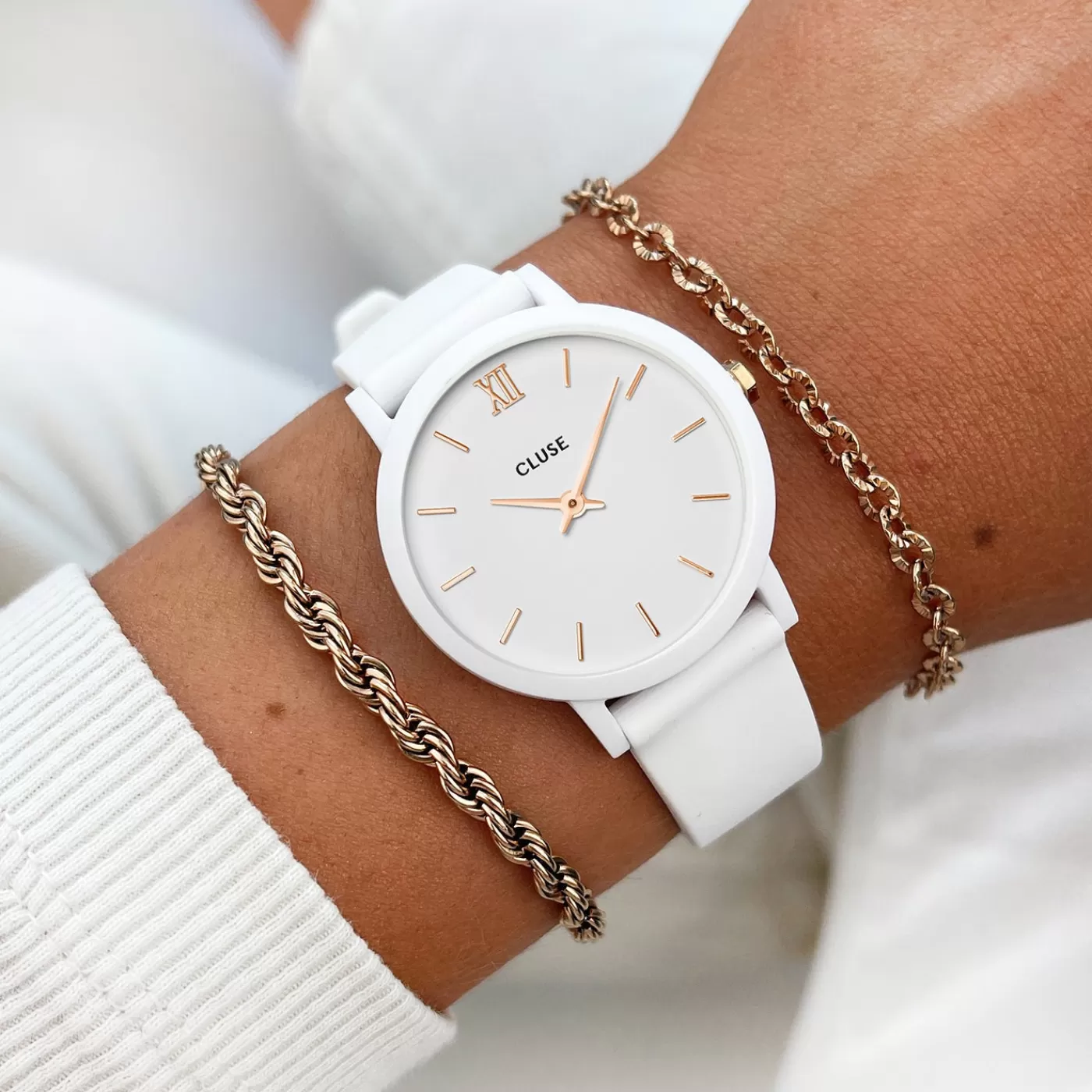 Minuit Nylon White, Rose Gold Colour>CLUSE Best